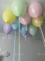 Шары под потолок Макарунс на атласных лентах 10 шт