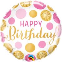 Круг HBD Горошек розово-золотой