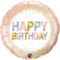 Круг HBD Горошек розовое золото