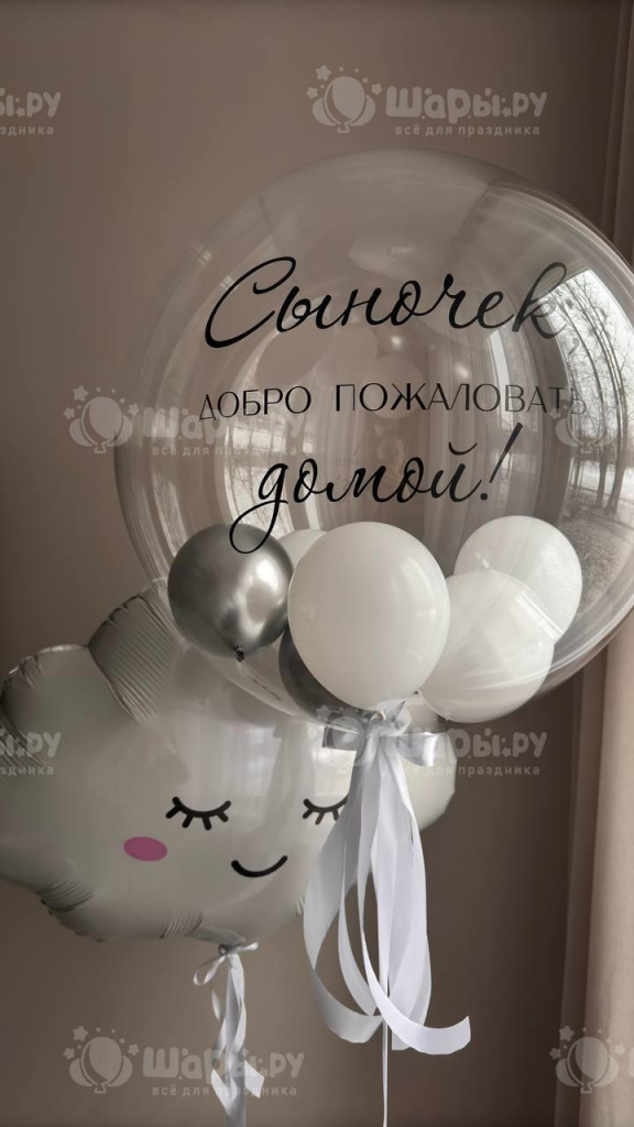 воздушный шар с шариками на выписку