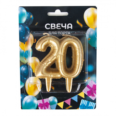Свеча- цифра 20 Юбилейные шарики