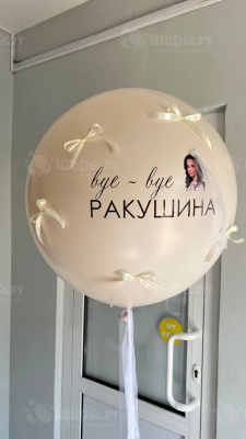 Большой шар с бантиками на девичник Невеста в фате