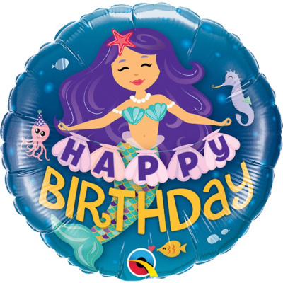 Круг HBD Русалка фиолетовые волосы